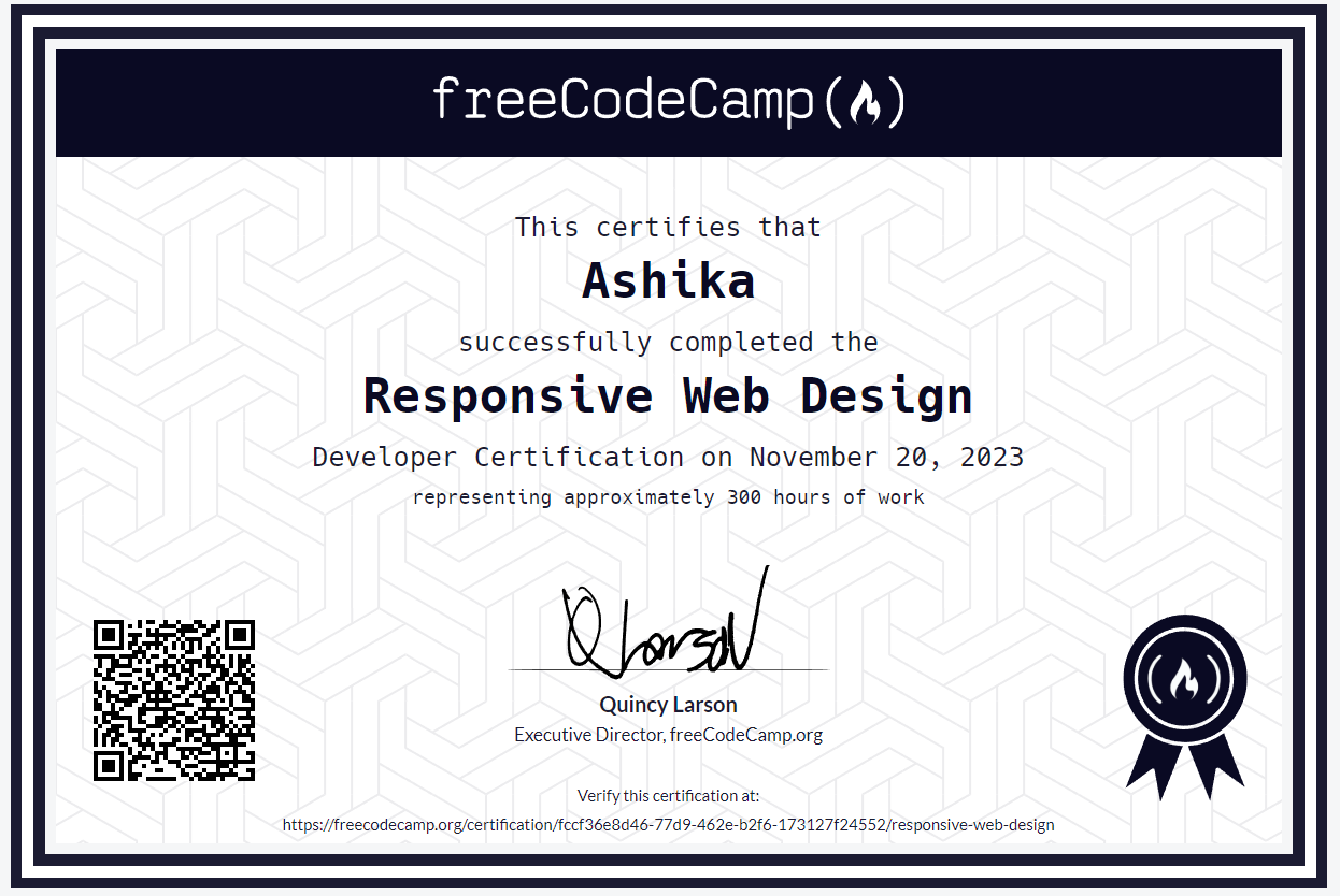FreeCodeCamp Certificate
